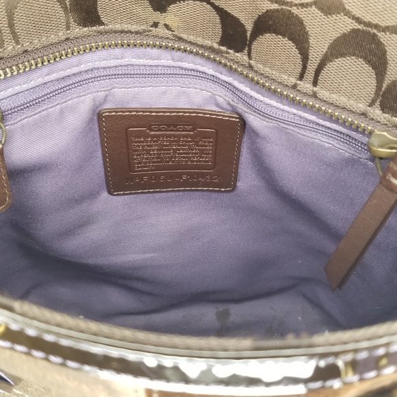 Coach Brown Patchwork Suede Leather Jacquard Bag - Picture 9 of 11